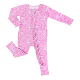 Bamboo Baby Convertible Ruffle Zipper Pajama Pink Lace
