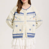 Frosted Blooms Button-Up Cardigan
