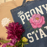 The Peony State Denim Tote Bag
