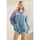 Med Wash Embroidered Denim Jacket