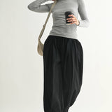 Grey Long-Sleeved Micro-Ribbed Top