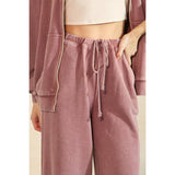 Mineral Wash Elastic Waist Wide Leg Pants