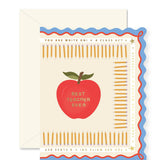 Best Teacher Ever Pencils Scallop Greeting Card