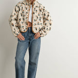 Floral Print Fluffy Fleece Sherpa Jacket