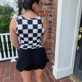 Checkered Print Slim Fit Tank Top