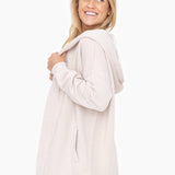Tan Mineral Washed Fleece Hooded Cardigan
