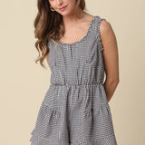 Faith Gingham Open-Back Romper