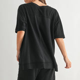 Offset Black French Terry Top