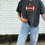 Applique Football Cropped Tee