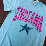 Pink Indiana Stripe Blue Tee