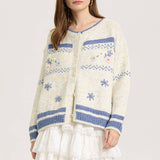 Frosted Blooms Button-Up Cardigan