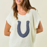 HORSESHOE RIBBED SWEATER VEST