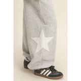 Heather Grey Star Patch Casual Drawstring Jogger Pants