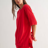 Offset Ruby French Terry Top