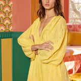 Smocked V-neck Ruffled Eyelet Woven Romper