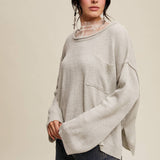 Ash Grey Slouchy Knit Pocket Sweater