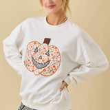 Crewneck Top With Floral Printed Pumpkin Patchwork