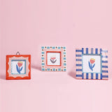 Hand-painted Ceramic Photo Frame, Red Flowers