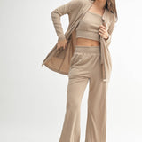 Tan Soft Ribbed Longline Cardigan