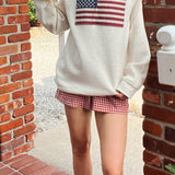 Ivory American Flag Applique Crew