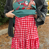 GINGHAM PRINT KNIT MINI SKIRT