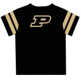 Purdue University Boilermakers Black T-shirt Stripes Sleeves