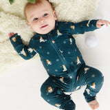 Snowmen Small Ribbed Zip Romper