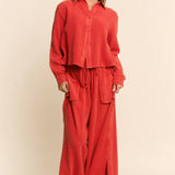Garment Crop Shirt Top Leg Pants Set