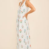 Floral Stripe V-Neck Backless Jumpsuit