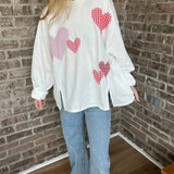 White Heart Patch Oversized Sweatshirt