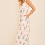 Floral Stripe V-Neck Backless Jumpsuit