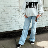 White Embroidered Gameday Sweatshirt
