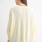 White Sand Waffle Knit Oversized Long Sleeve