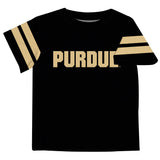 Purdue University Boilermakers Black T-shirt Stripes Sleeves