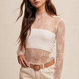 Sheer Lace Long-Sleeve Top