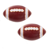 Football Enamel Stud Earrings in Brown/White