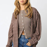 Teal Mia Checkered Shirt