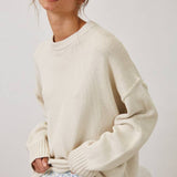 Relaxed Boyfriend Fit Crew Neck Sweater