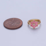 Gold Filled Pink Flower Huggie