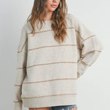Striped Pattern Drop Shoulder Sweater