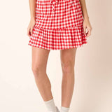 GINGHAM PRINT KNIT MINI SKIRT