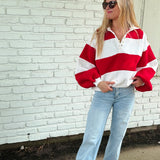 Red Everly Striped Pullover