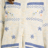 Frosted Blooms Button-Up Cardigan