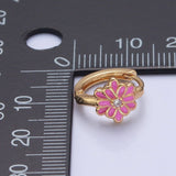 Gold Filled Pink Flower Huggie