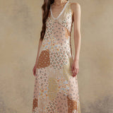 Autumn Patchwork Lace Midi Dress