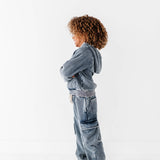 Navy Vintage 1/4th Hoodie-Jogger Set