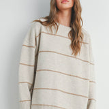 Striped Pattern Drop Shoulder Sweater