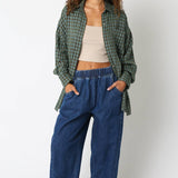 Teal Mia Checkered Shirt