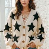 Star Knit Button-Up Cardigan