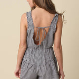 Faith Gingham Open-Back Romper